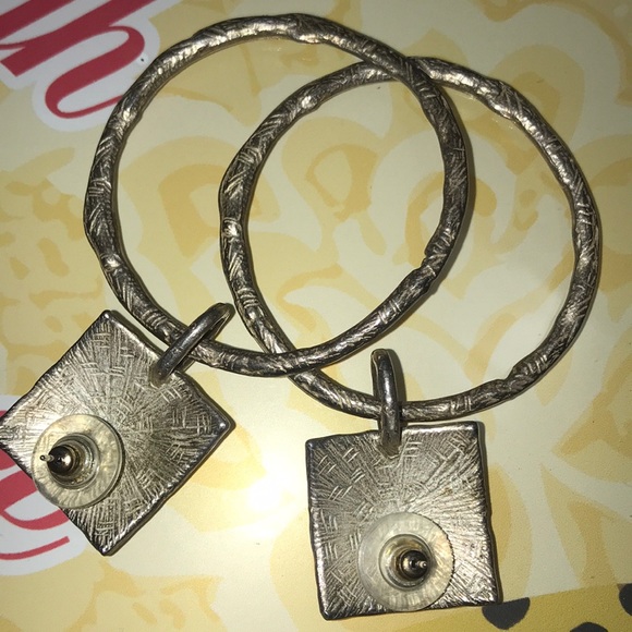 Vintage Hammered Silver Earrings Textured AWESOME - Picture 8 of 8